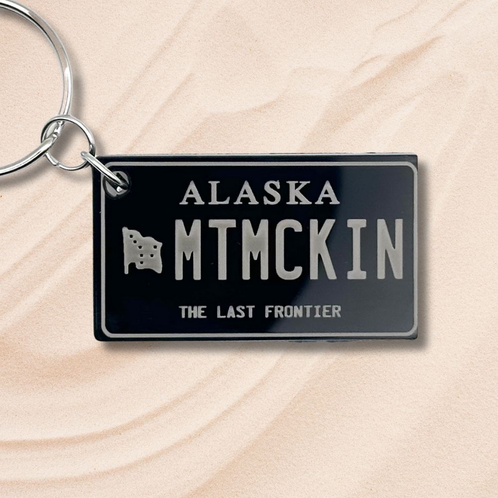 Alaska License plate keychain souvenir tags - Harkak Creative