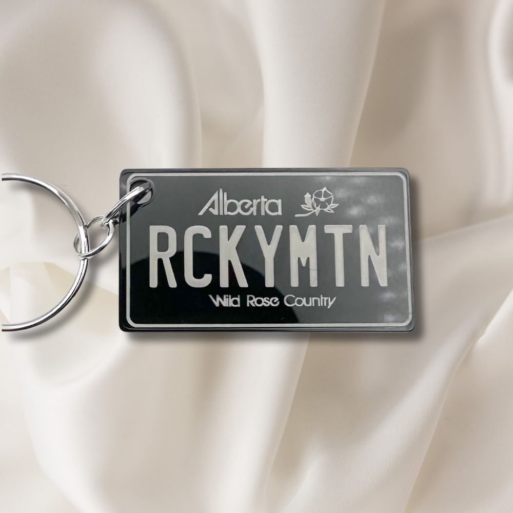 Alberta License plate keychain souvenir tags - Harkak Creative