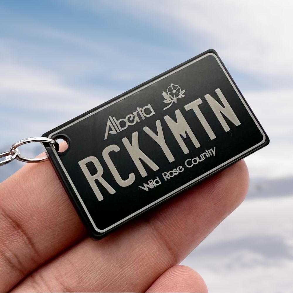 Alberta License plate keychain souvenir tags - Harkak Creative