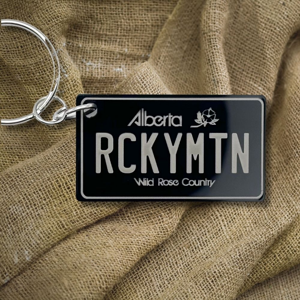 Alberta License plate keychain souvenir tags - Harkak Creative