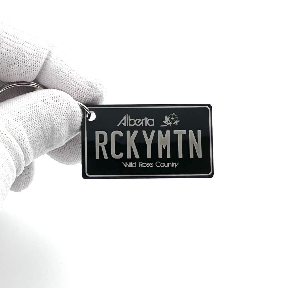 Alberta License plate keychain souvenir tags - Harkak Creative