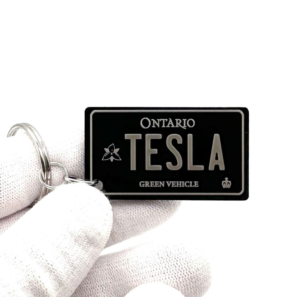 Ontario Green Vehicle License plate keychain for Tesla - Harkak Creative