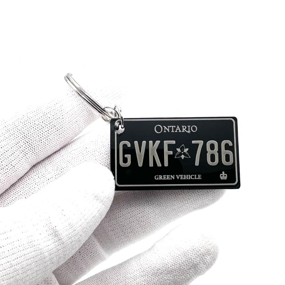 Ontario Green Vehicle License plate keychain for Tesla - Harkak Creative