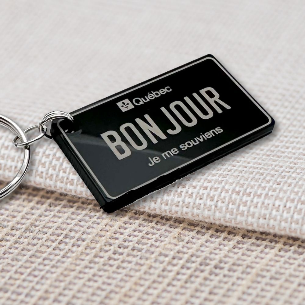 Quebec License plate keychain souvenir tags - Harkak Creative