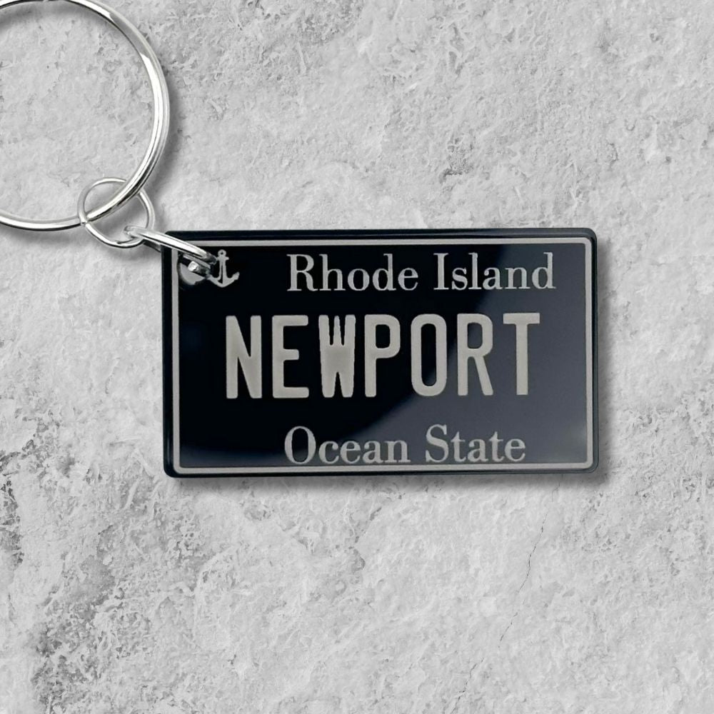 Rhode Island License plate keychain souvenir tags - Harkak Creative