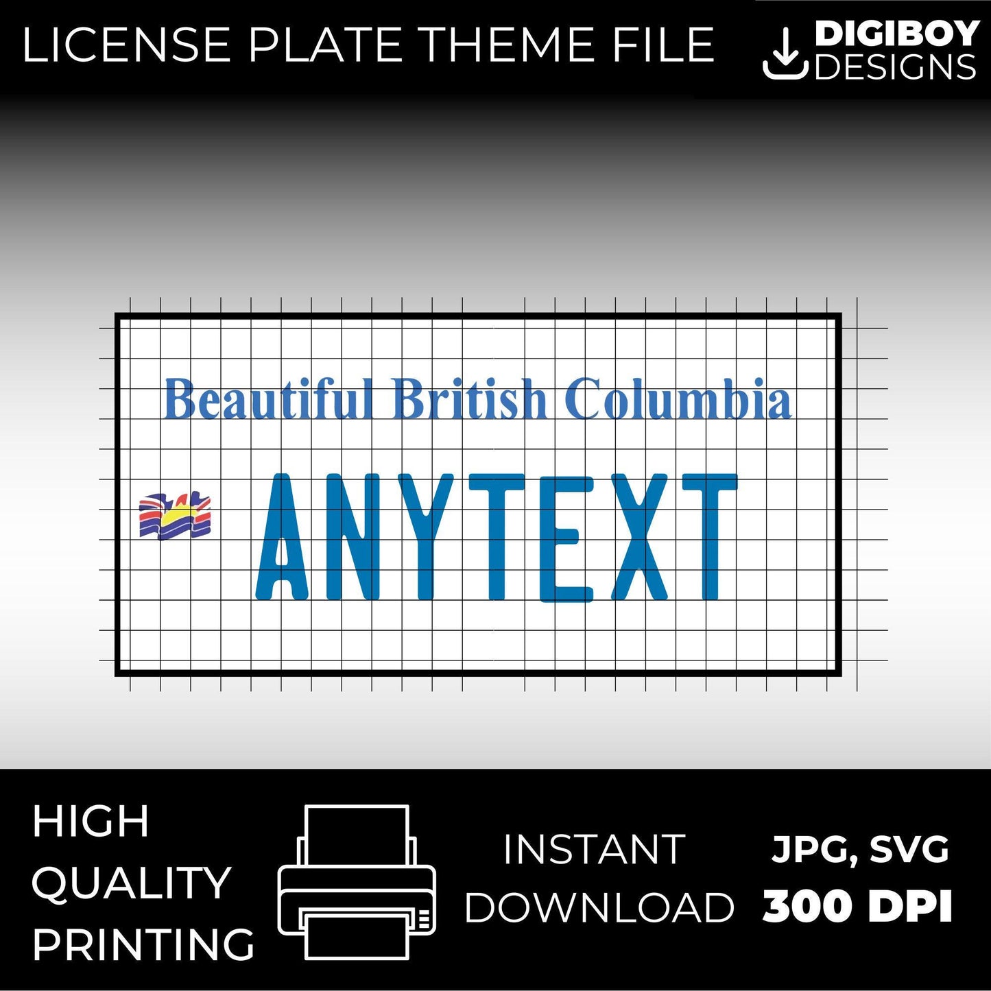 British Columbia Canada Blank License Plate File
