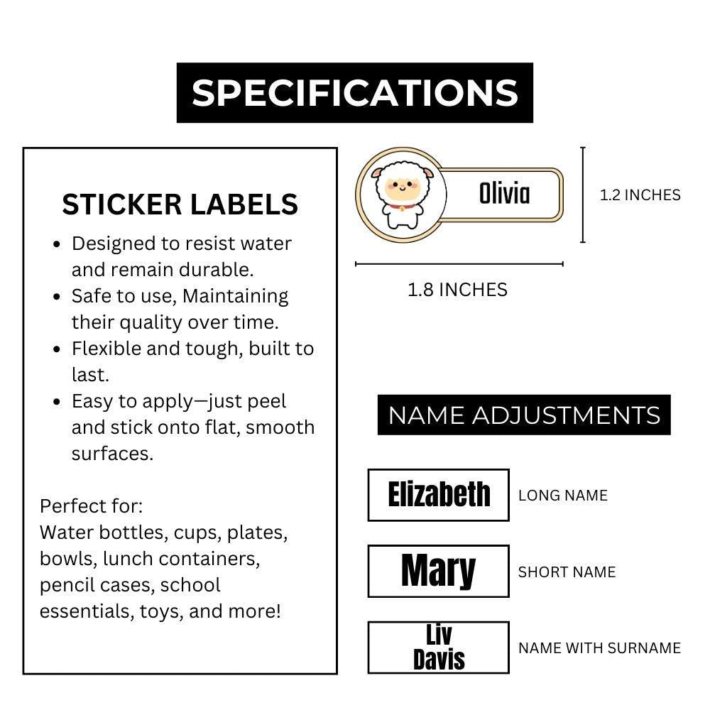 Kids Name Stickers for Backpacks