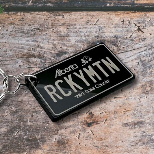 Alberta License plate keychain souvenir tags - Harkak Creative