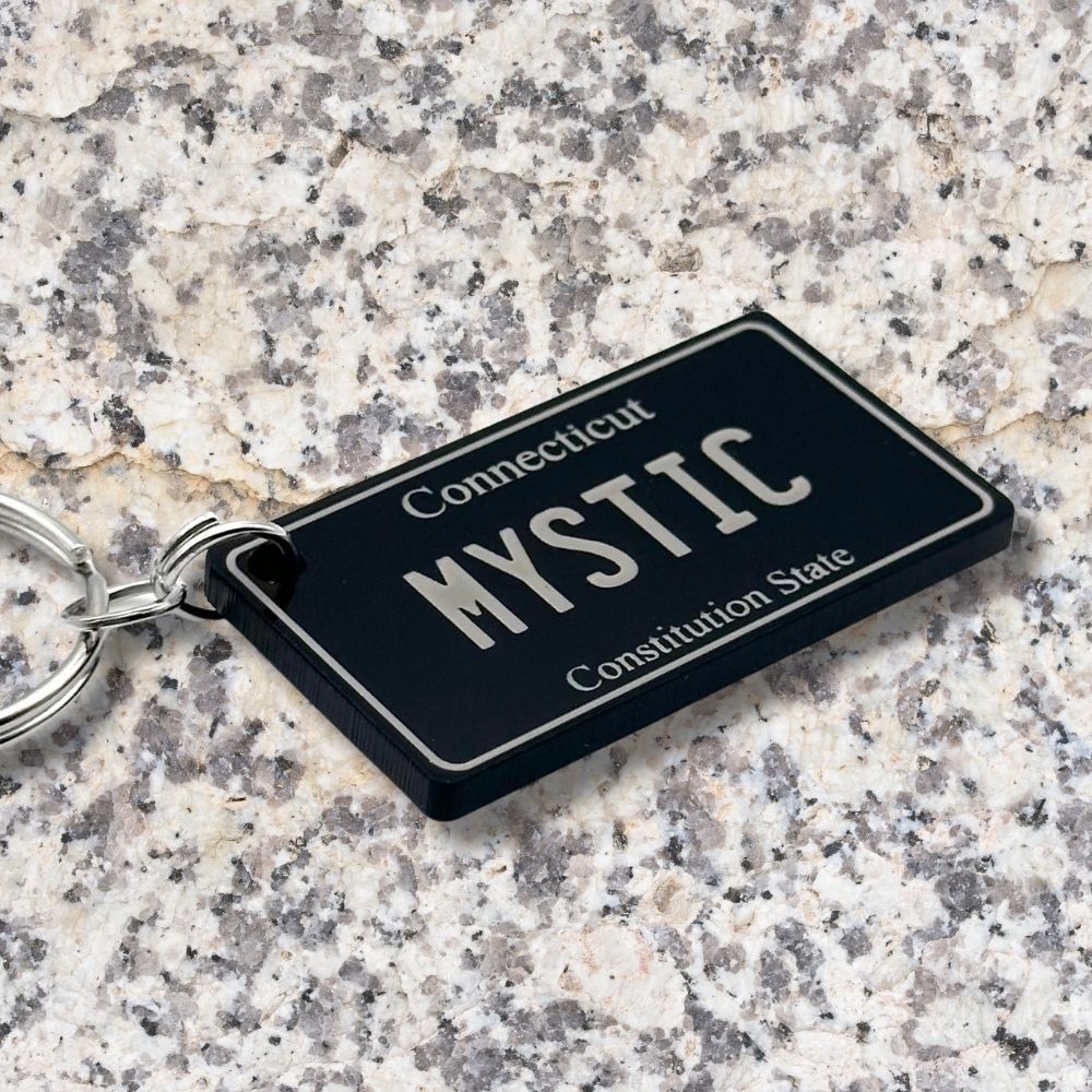 Connecticut License plate keychain souvenir tags - Harkak Creative