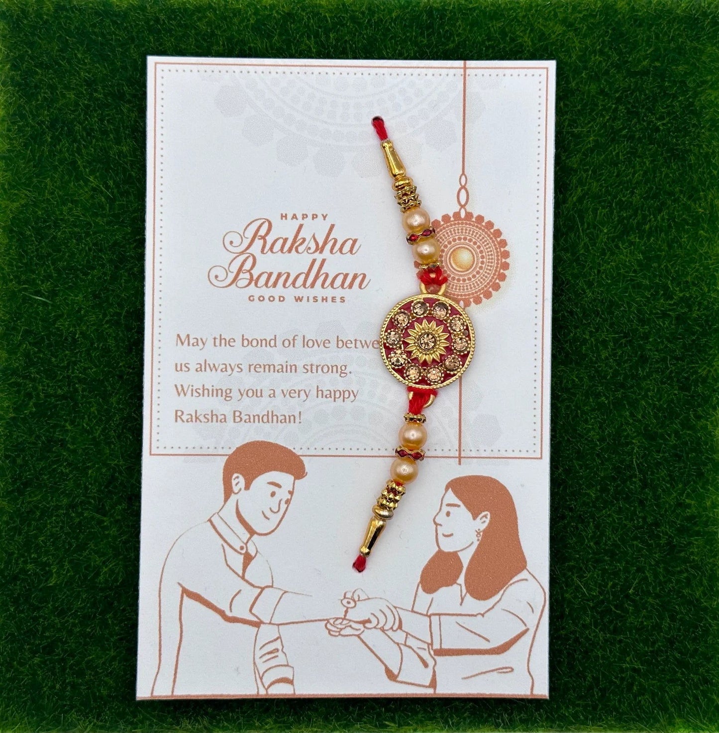 Golden Pendant Rakhi - Harkak Creative