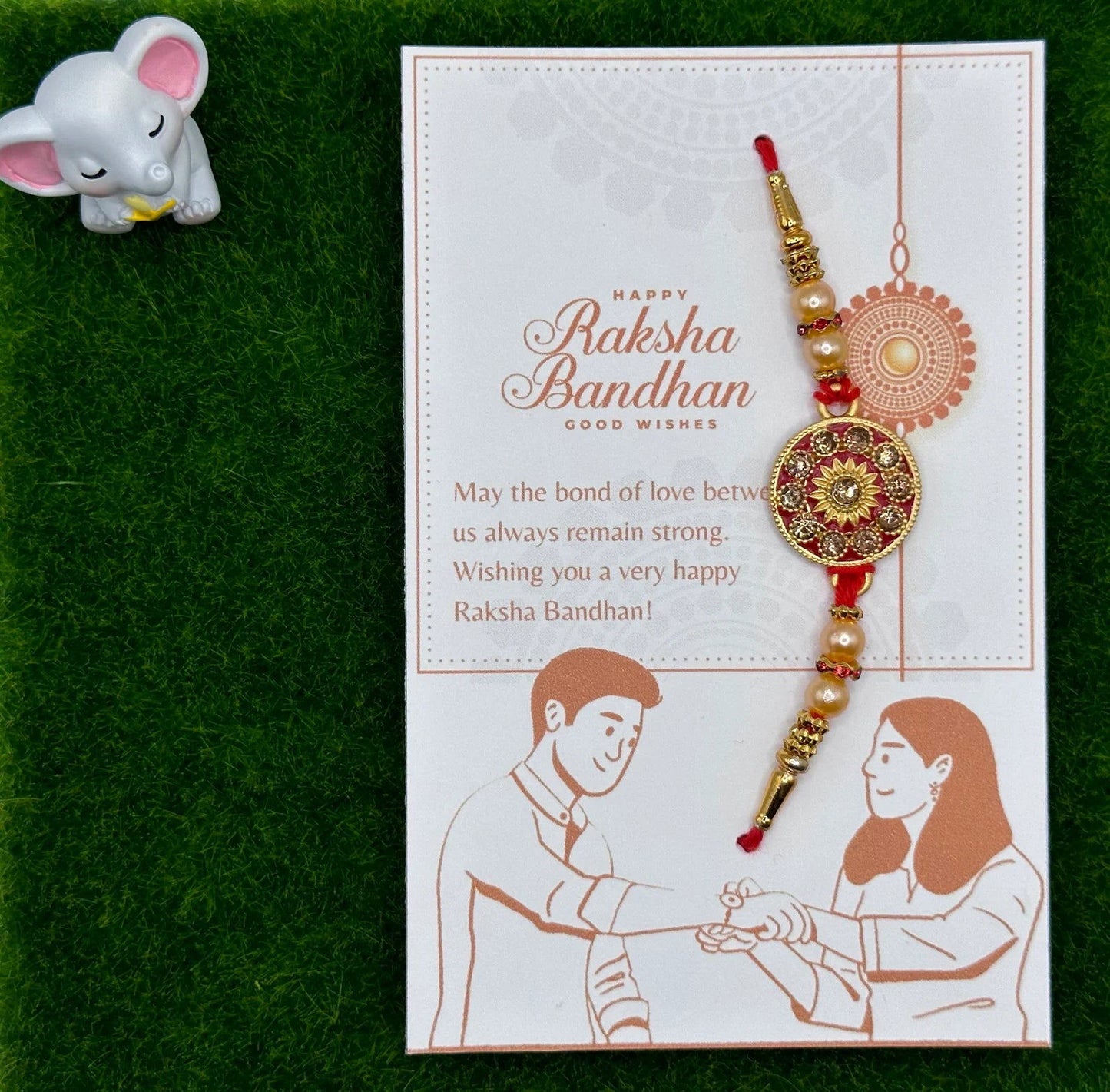 Golden Pendant Rakhi - Harkak Creative