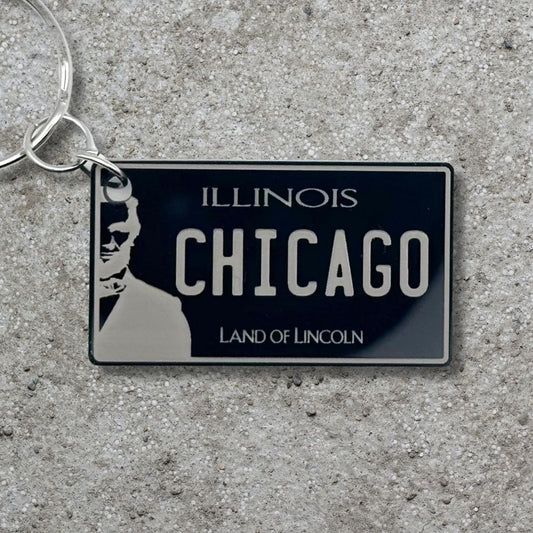 Illinois License plate keychain souvenir tags - Harkak Creative