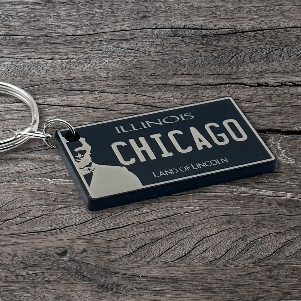 Illinois License plate keychain souvenir tags - Harkak Creative