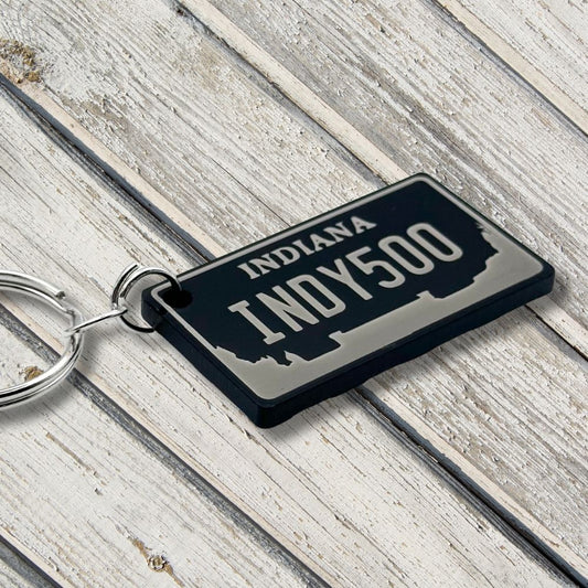 Indiana License plate keychain souvenir tags - Harkak Creative