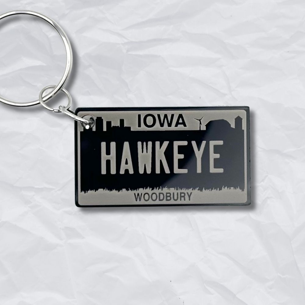 Iowa License plate keychain souvenir tags - Harkak Creative