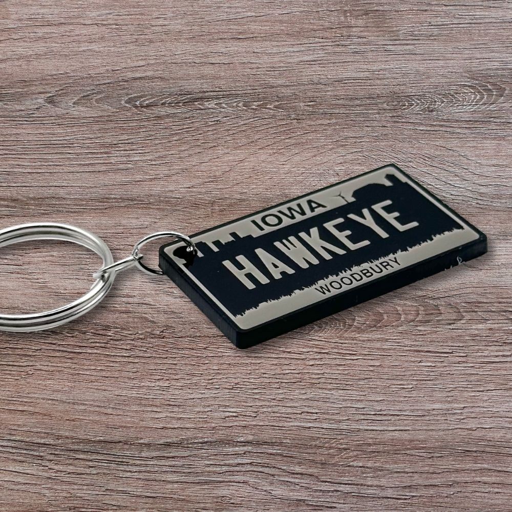 Iowa License plate keychain souvenir tags - Harkak Creative