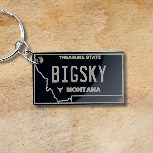 Montana License plate keychain souvenir tags - Harkak Creative
