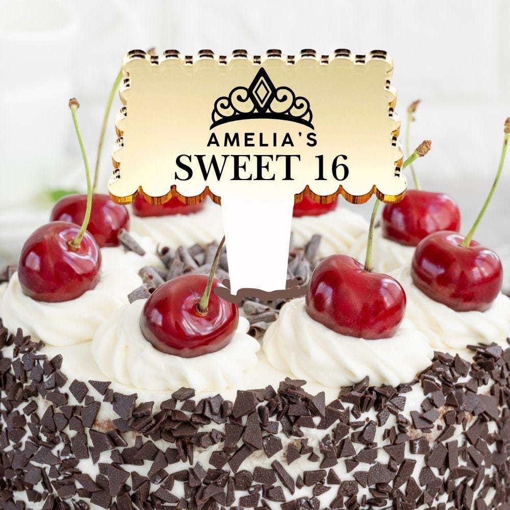 Personalized Sweet 16 Cake Topper - Harkak Creative