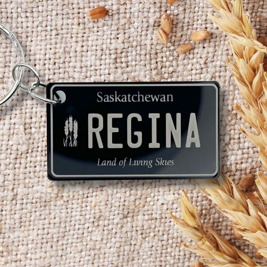 Saskatchewan License plate keychain souvenir tags - Harkak Creative