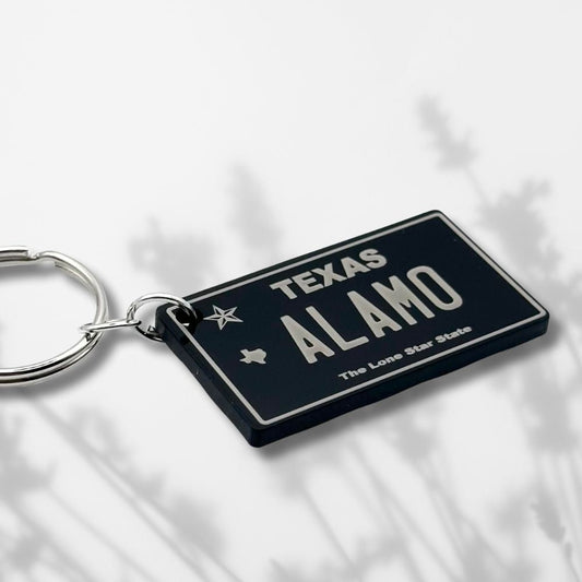 Texas License plate keychain souvenir tags - Harkak Creative