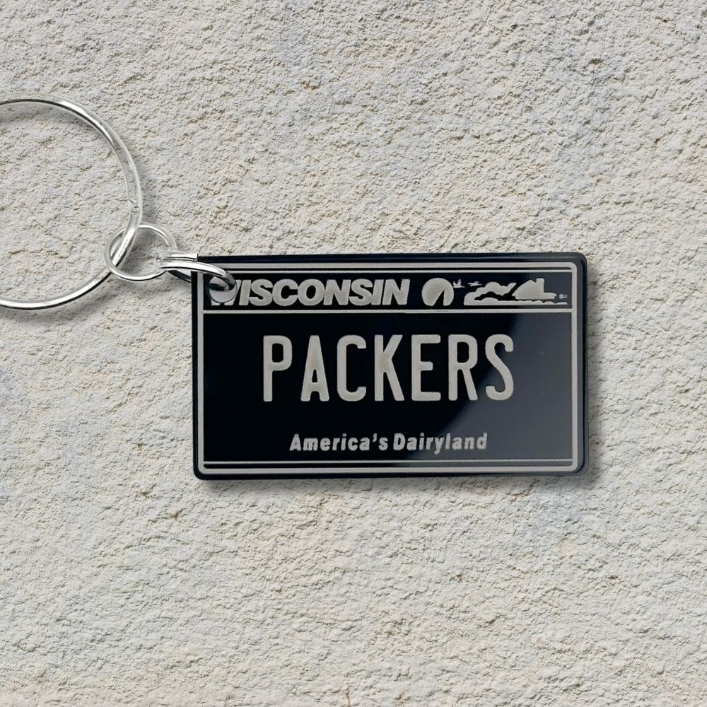 Wisconsin License plate keychain souvenir tags - Harkak Creative