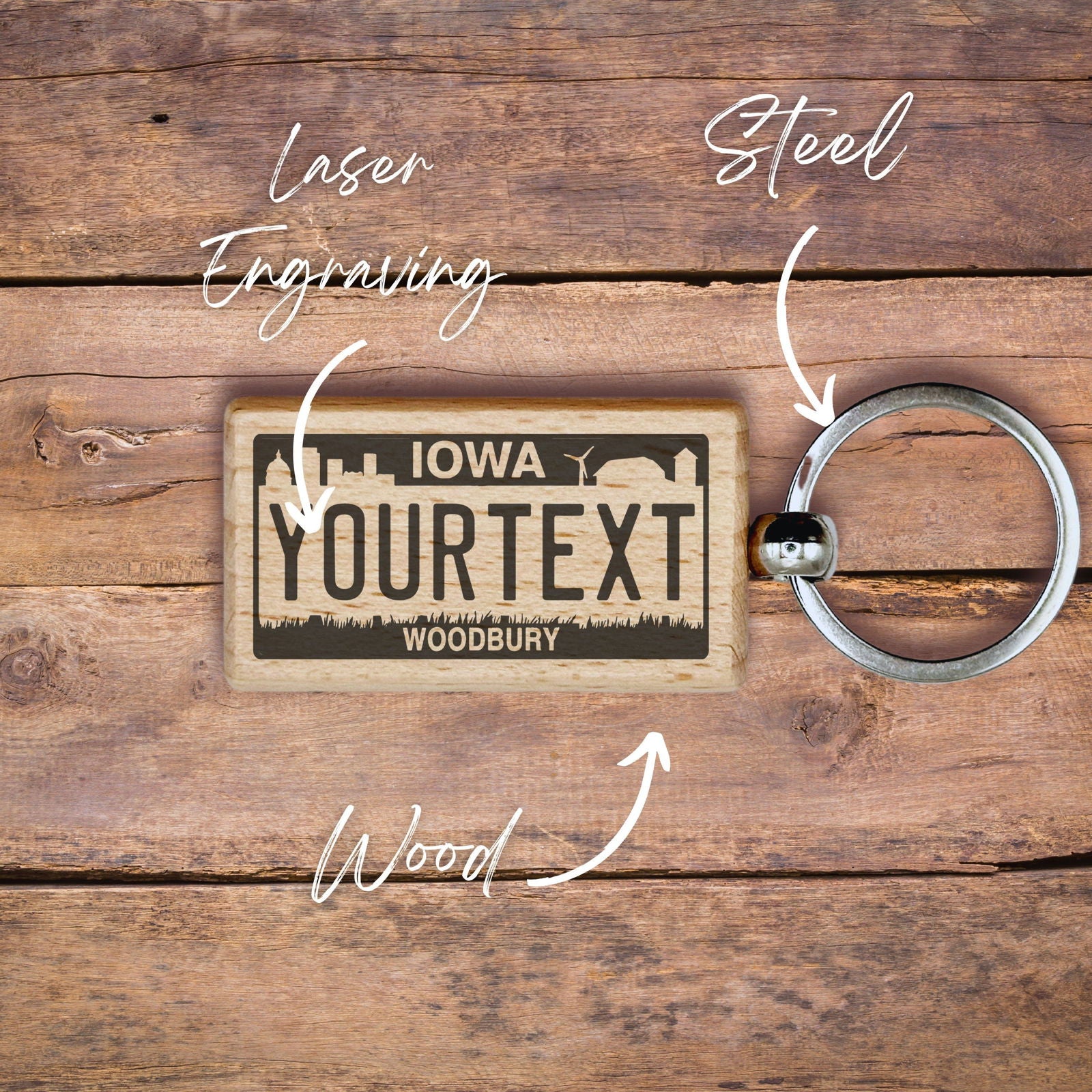 Wooden License Plate Keychain - Harkak Creative