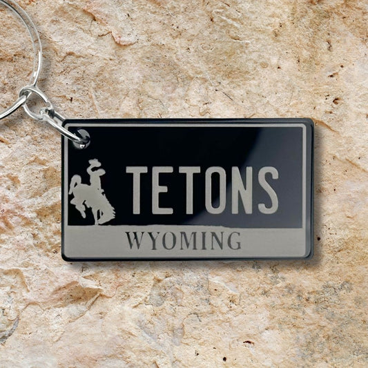 Wyoming License plate keychain souvenir tags - Harkak Creative