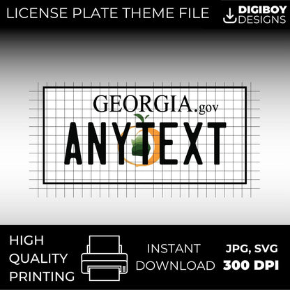 Georgia GA USA Blank License Plate Inspired Downloadable Printable High-Quality 300dpi DIY Unique Project svg,, Cricut, Silhouette