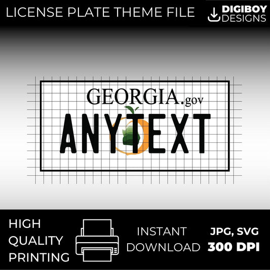 Georgia GA USA Blank License Plate Inspired Downloadable Printable High-Quality 300dpi DIY Unique Project svg,, Cricut, Silhouette