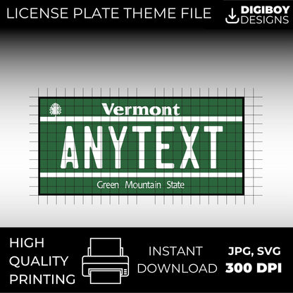 Vermont USA License Plate File