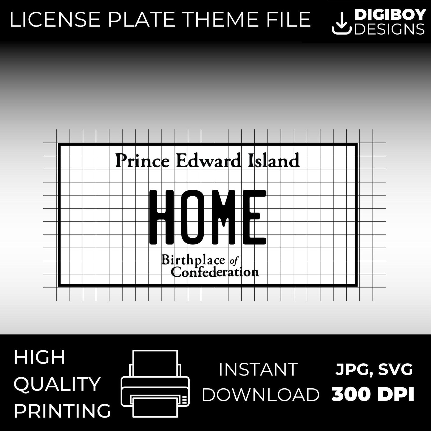 Prince Edward Island PE Canada Blank License Plate Inspired Downloadable Printable High-Quality 300dpi DIY Unique Project svg, Silhouette