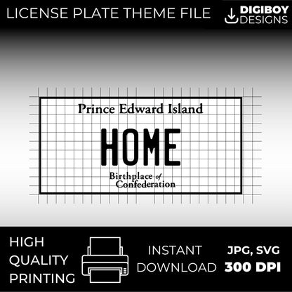 Prince Edward Island PE Canada Blank License Plate Inspired Downloadable Printable High-Quality 300dpi DIY Unique Project svg, Silhouette