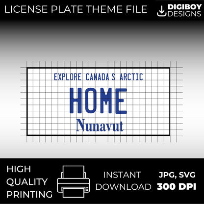 Nunavut NU Canada Blank License Plate Inspired Downloadable Printable High-Quality 300dpi DIY Unique Project svg, Silhouette