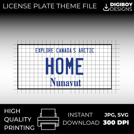 Nunavut NU Canada Blank License Plate Inspired Downloadable Printable High-Quality 300dpi DIY Unique Project svg, Silhouette