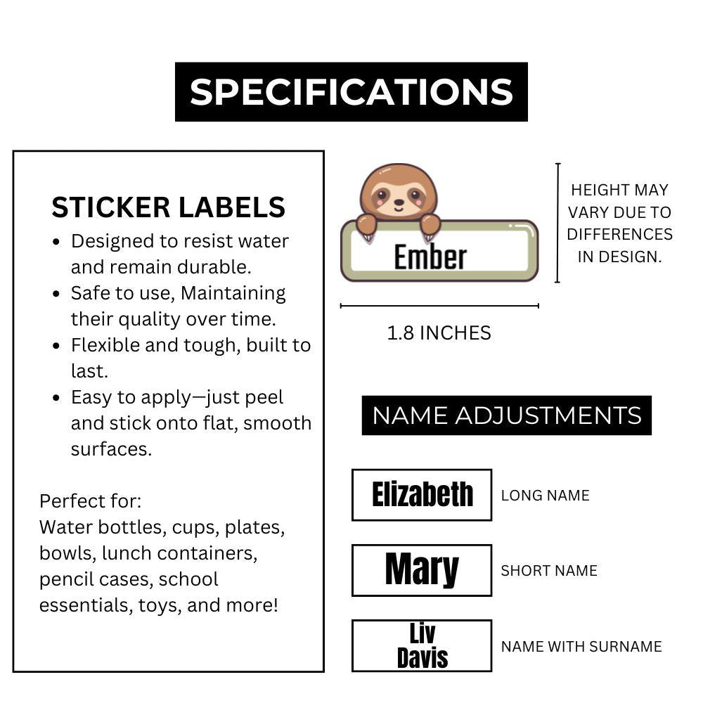 Labels for Lunchboxes and Bottles