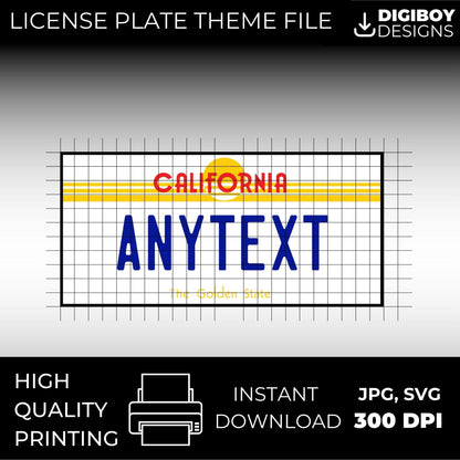 California USA License Plate File