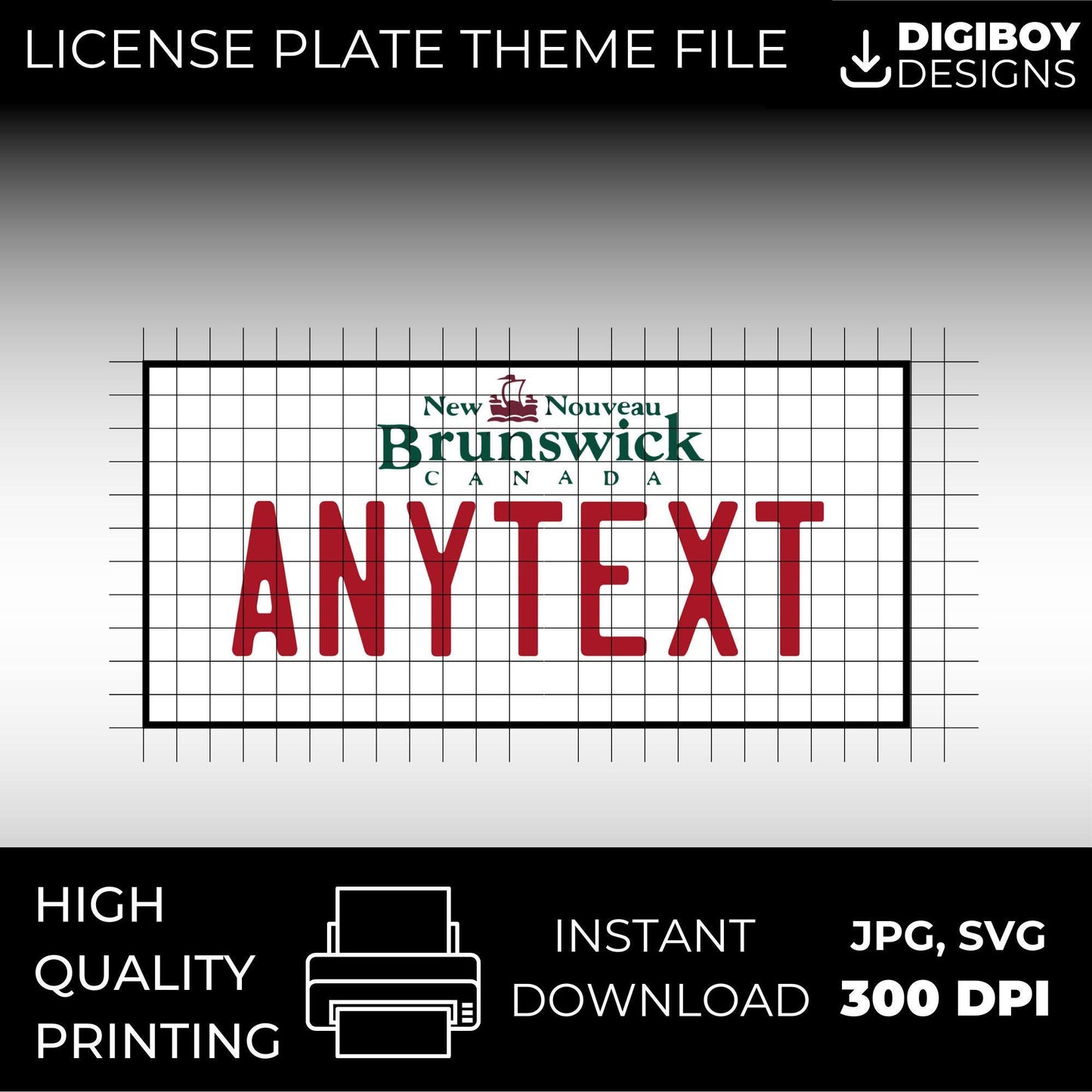 New Brunswick NB Canada Blank License Plate Inspired Downloadable Printable High-Quality 300dpi DIY Unique Project svg, Silhouette