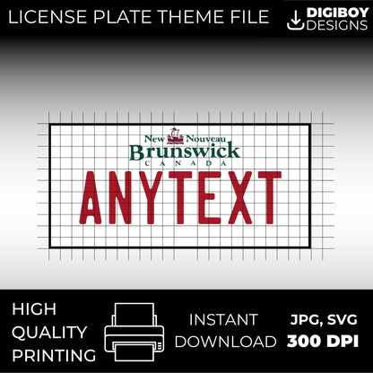 New Brunswick NB Canada Blank License Plate Inspired Downloadable Printable High-Quality 300dpi DIY Unique Project svg, Silhouette