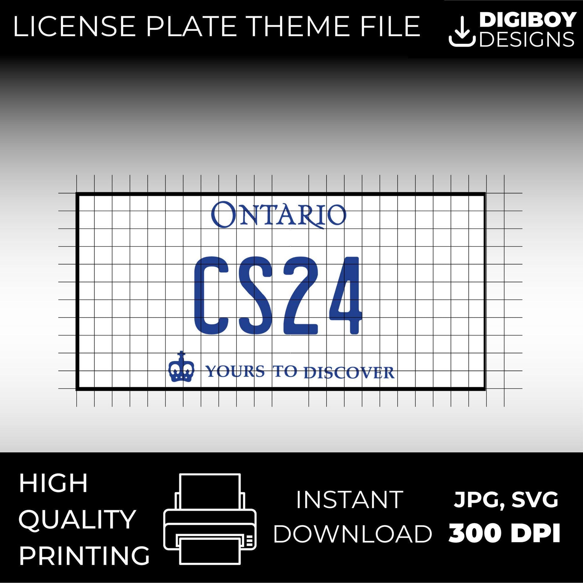 Ontario ON Canada Blank License Plate Inspired Downloadable Printable High-Quality 300dpi Unique Project svg, Silhouette