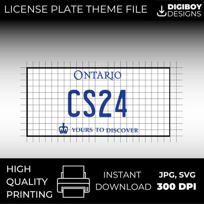 Ontario ON Canada Blank License Plate Inspired Downloadable Printable High-Quality 300dpi Unique Project svg, Silhouette