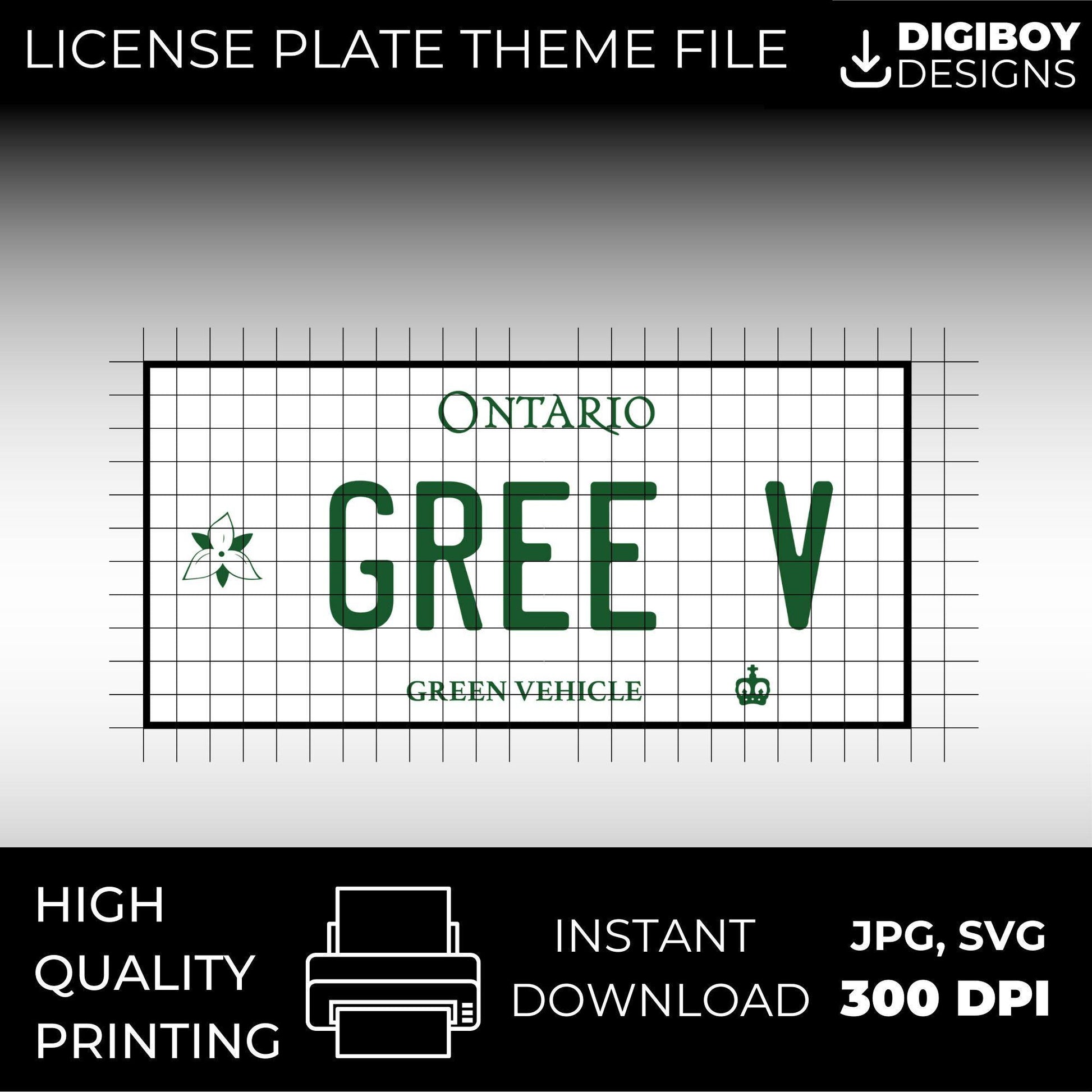 Ontario Green Vehicle ON Canada Blank License Plate Inspired Downloadable Printable High-Quality 300dpi DIY Unique Project svg, Silhouette