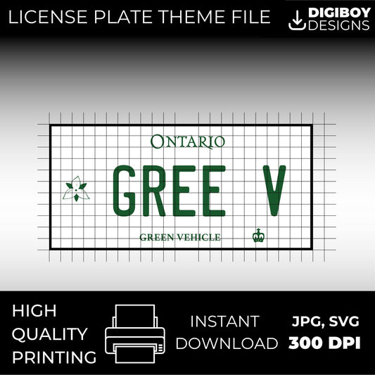 Ontario Green Vehicle ON Canada Blank License Plate Inspired Downloadable Printable High-Quality 300dpi DIY Unique Project svg, Silhouette