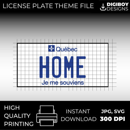 Quebec QC Canada Blank License Plate Inspired Downloadable Printable High-Quality 300dpi Unique Project svg, Silhouette