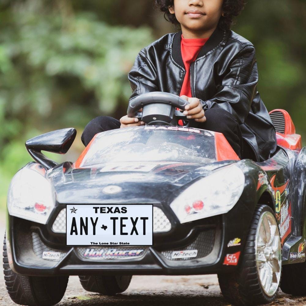 Custom Texas Mini License Plates for Toy Cars, RC Cars, Kids Push Cars, Personalized Stickers for Scrapbooking and Travel Themed Projects